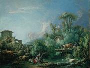 Francois Boucher The Gallant Fisherman, known as Landscape with a Young Fisherman Sweden oil painting artist